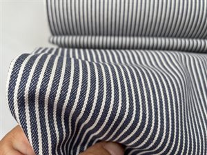 Mælkedrenge stribet denim - fineste striber i indigo/offwhite
